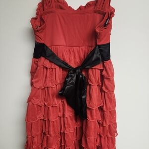 My Michelle Red Ruffle Dress with Black Bow